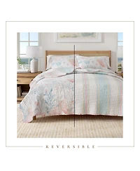 Linery & Co. Fading Coral Stitched Quilt Set with Shams