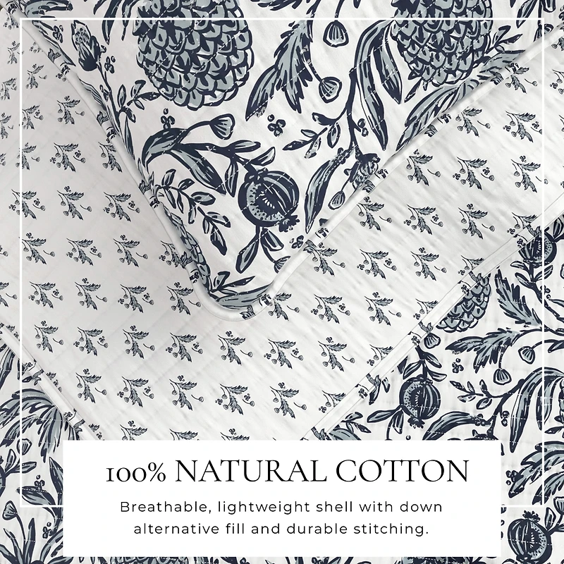 Linery & Co. Cotton Stitched Reversible Coastal Quilt and Sham Set