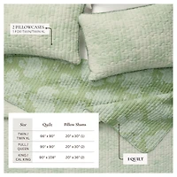 Linery & Co. Cotton Stitched Reversible Floral 3 Piece Quilt and Sham Set