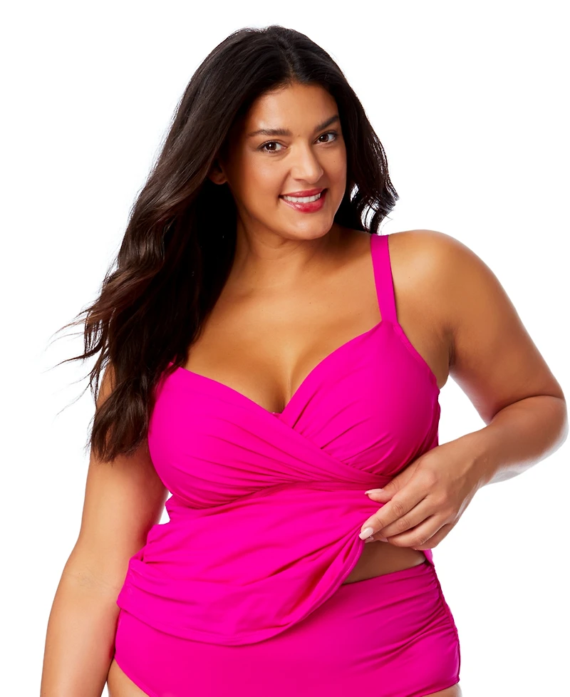 Anne Cole Plus Size Shirred Tankini Top