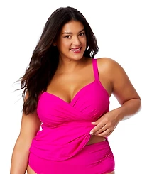 Anne Cole Plus Size Shirred Tankini Top
