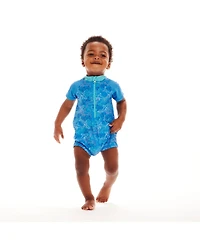 Andy & Evan Baby Boys Blue Swim Romper w/Hat