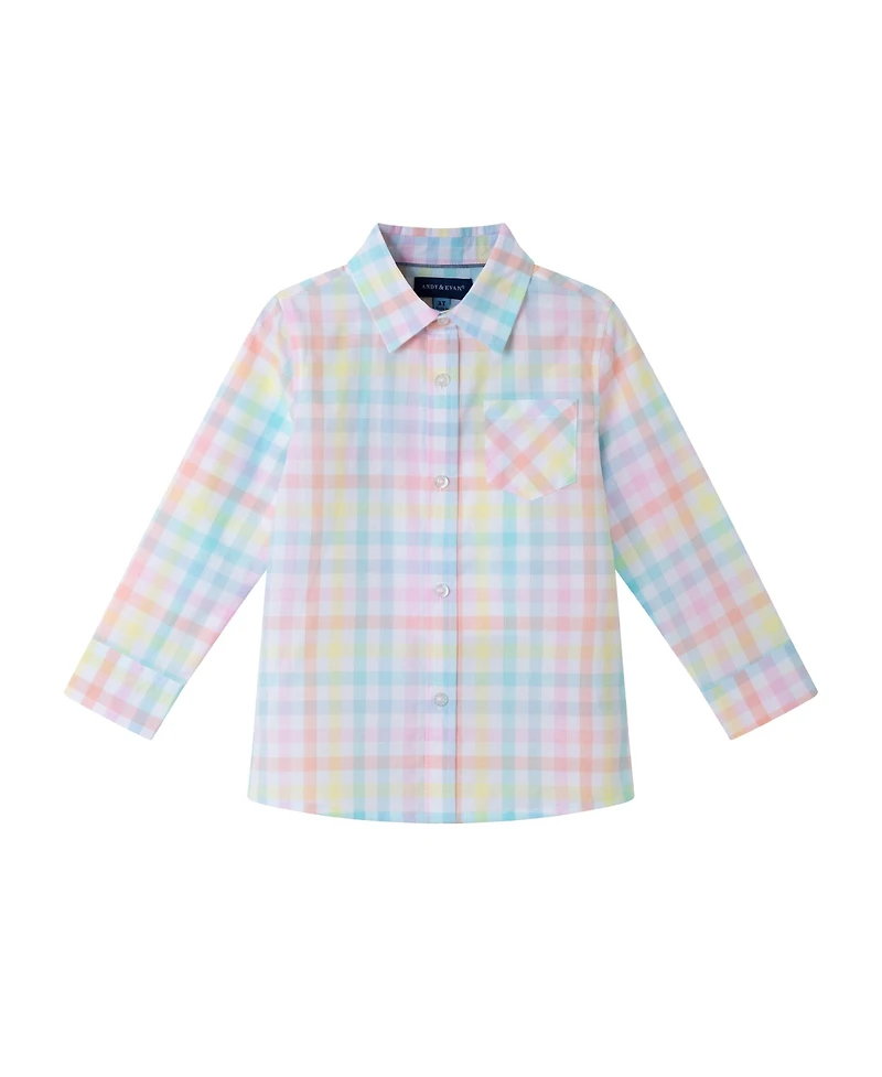 Andy & Evan Little Boys Toddler/Child Bright Pastel Multi Check Buttondown Shirt