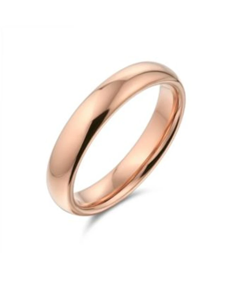 Bling Jewelry Basic Plain Simple Dome Classic Black Rose Gold Plated Titanium Band Ring Comfort Fit 4MM