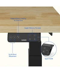 Flexispot E7-commercial 48 W Electric Adjustable Standing Desk, Rubber Wood Top, Black Base