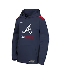 Nike Big Boys and Girls Navy Atlanta Braves Authentic Collection Performance Pullover Hoodie