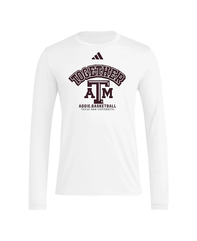 Adidas Men's White Texas A M Aggies Together On-Court Pregame Long Sleeve T-Shirt