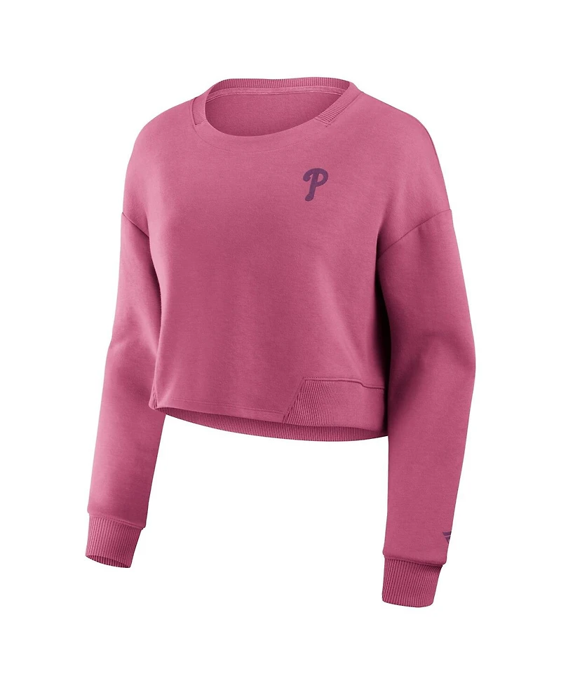 Fanatics Women's Pink Philadelphia Phillies Relax Studio Cropped Pullover Sweatshirt