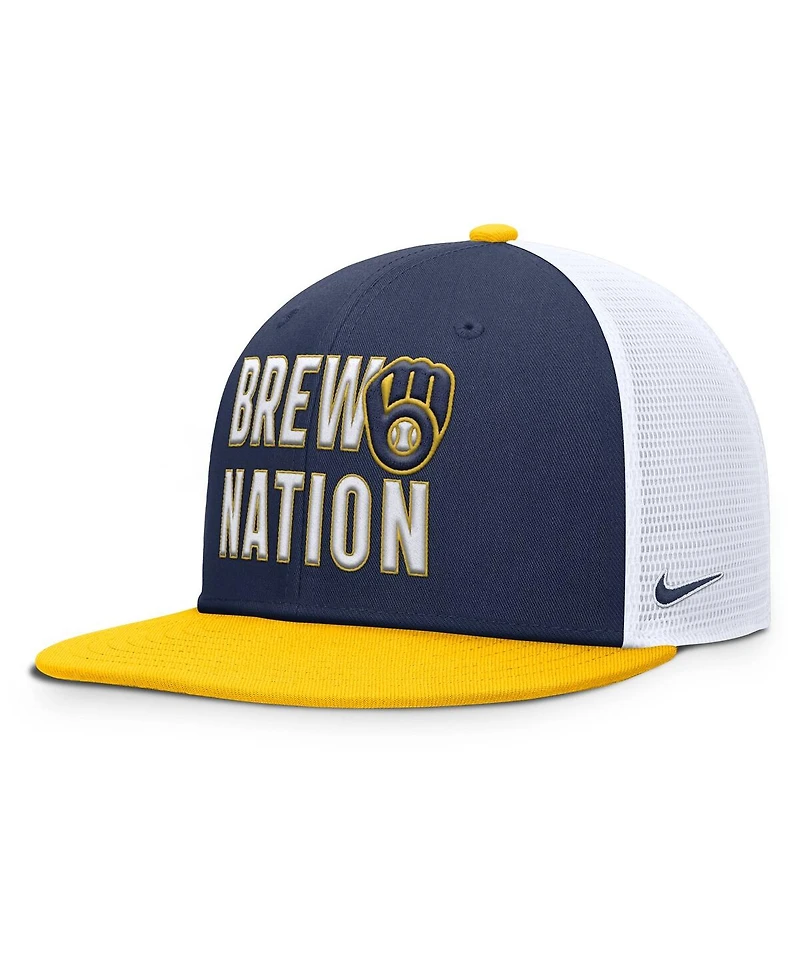 Nike Men's Navy/Yellow Milwaukee Brewers Pro Trucker Snapback Hat