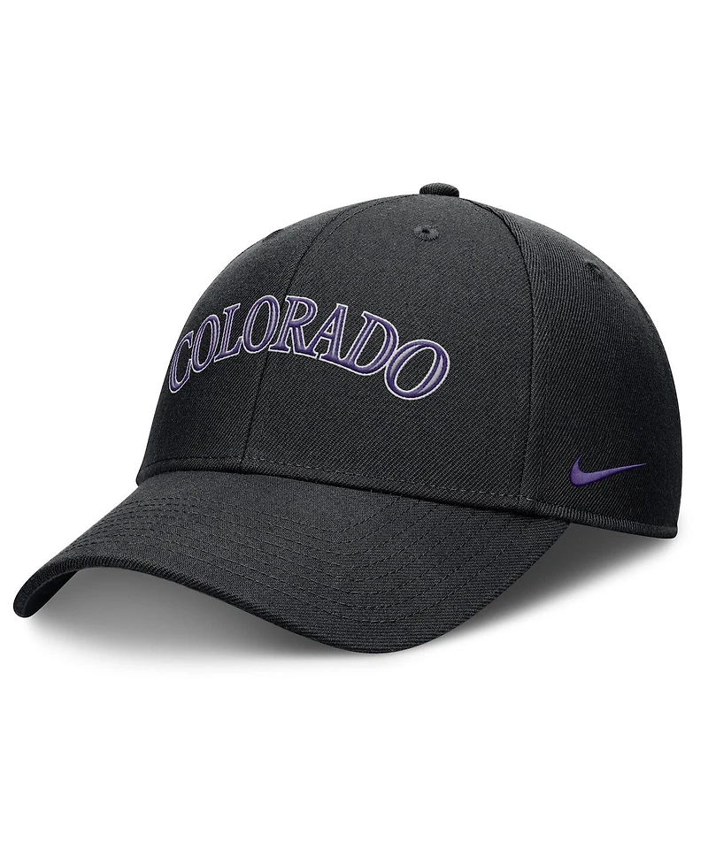 Nike Men's Black Colorado Rockies Rise Gaberdine Adjustable Hat