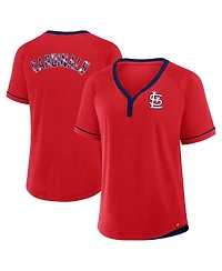 Fanatics Women's Red St. Louis Cardinals League Diva Star Raglan V-Neck T-Shirt
