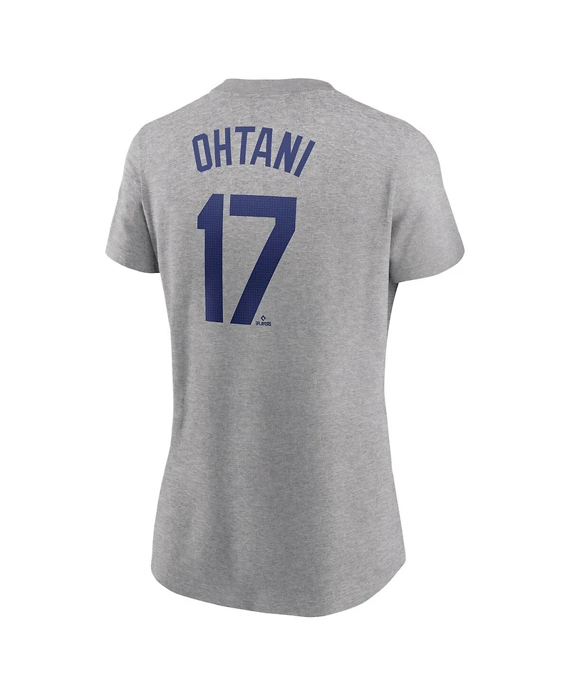 Nike Women's Shohei Ohtani Heather Gray Los Angeles Dodgers Fuse Name Number T-Shirt