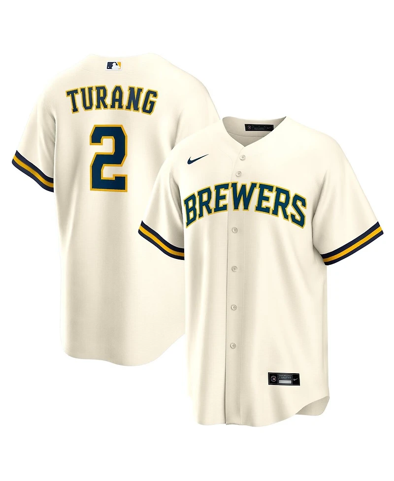 Nike Men's Brice Turang Cream Milwaukee Brewers Home Replica Jersey