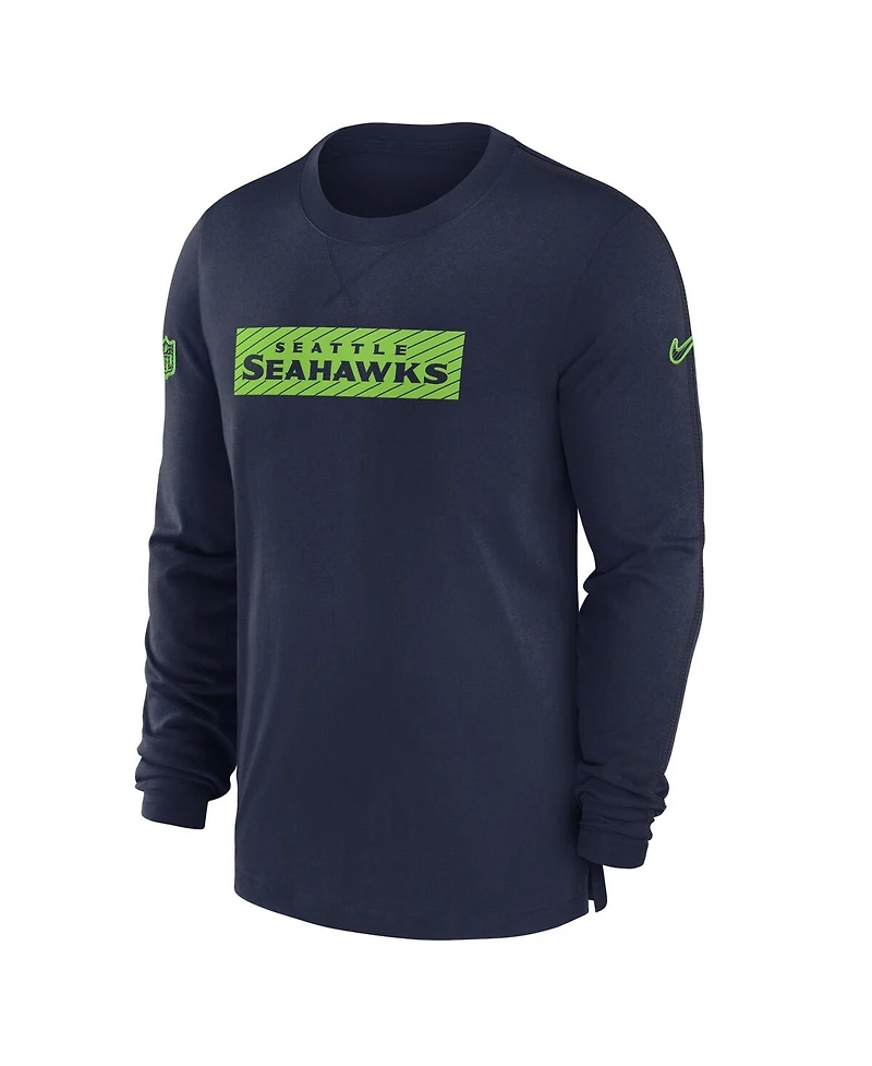Nike Men's College Navy Seattle Seahawks Sideline Player Performance Long Sleeve T-Shirt