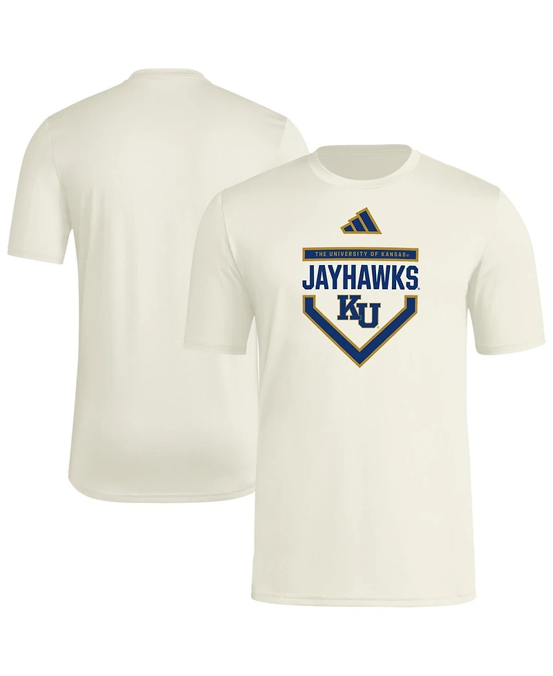 Adidas Men's Cream Kansas Jayhawks Home Plate Pre-Game T-Shirt