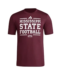 Adidas Men's Maroon Mississippi State Bulldogs Locker Football Pre-Game Aeroready T-Shirt