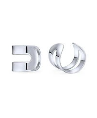 Bling Jewelry Tiny Modern Geometric Helix Wrap Two Band Ear Cuffs Cartilage Lobe Earrings Rose Gold Plated Silver