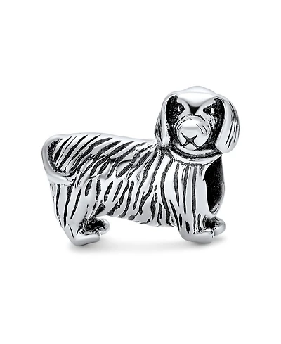 Bling Jewelry Pet Animal Lover Dachshund Hot Small Breed Dog Puppy Charm Bead Oxidized .925 Sterling Silver