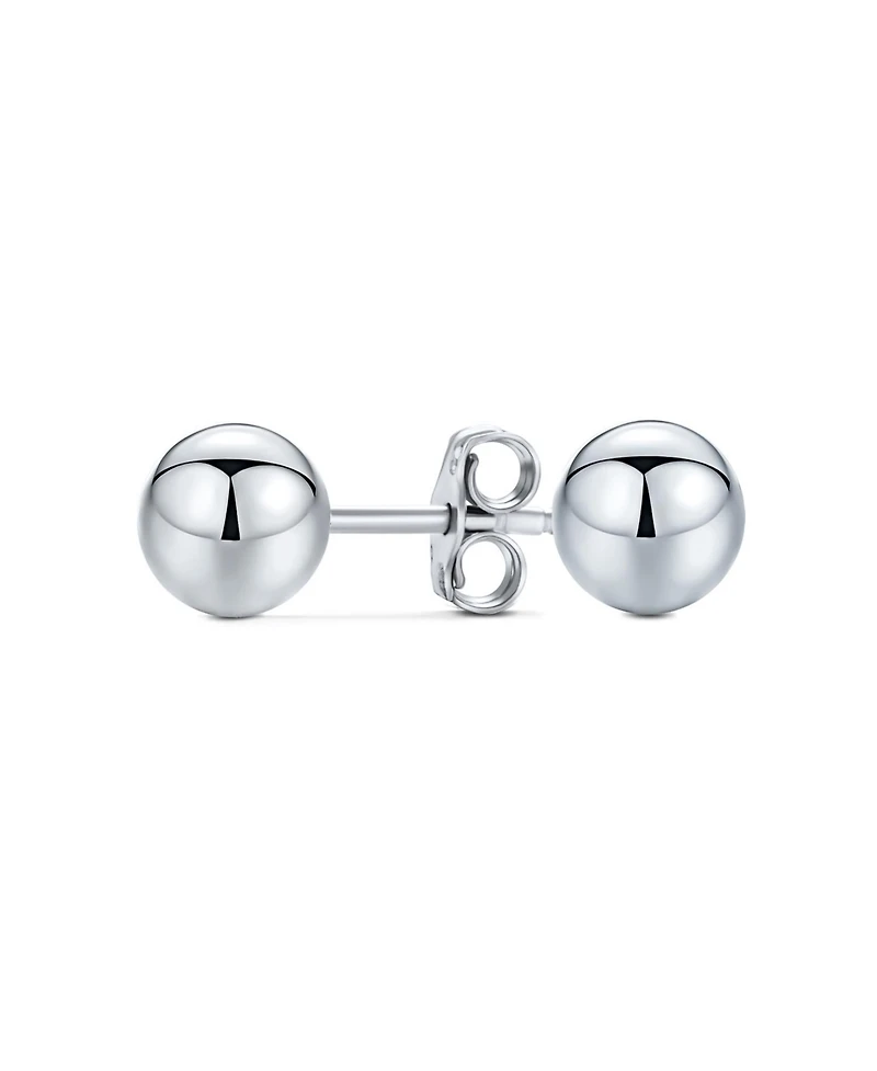 Bling Jewelry Minimalist Plain Simple Round Bead Ball Tragus Cartilage Stud Earrings Shiny Polish .925 Sterling Silver
