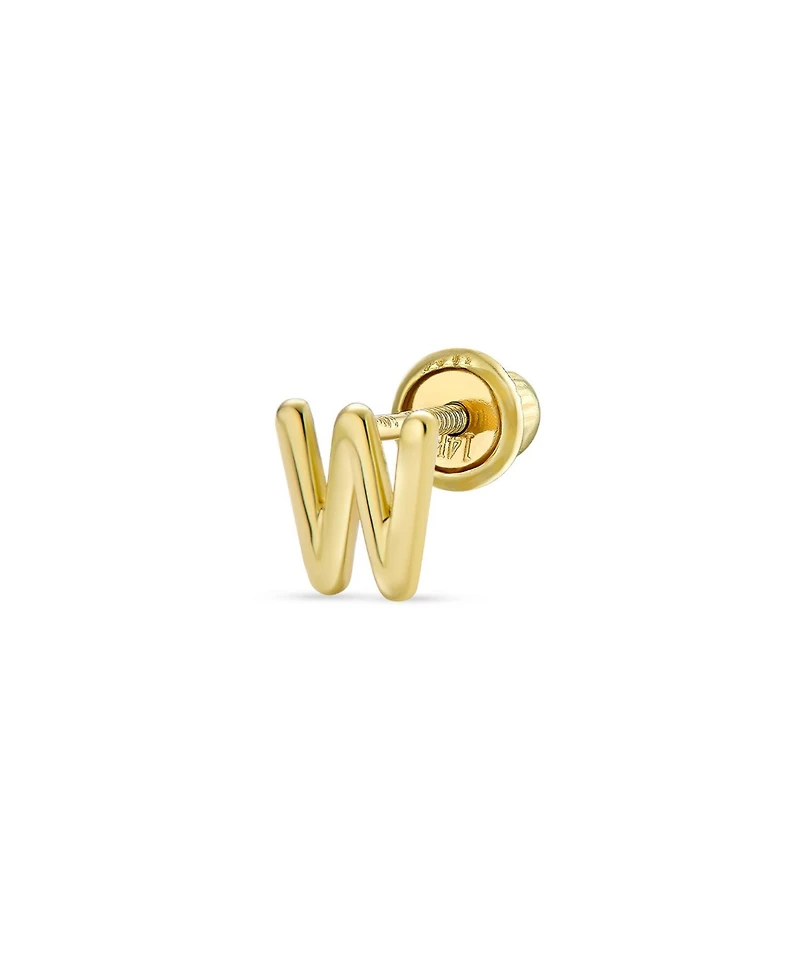 Bling Jewelry Tiny Initial Letter Stud Earring in Real 14K Yellow Gold Screw Back