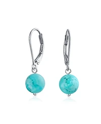 Bling Jewelry Simple Basic Round 8MM Bead Ball Drop Dangle Earrings Secure Hinge Lever back .925 Sterling Silver