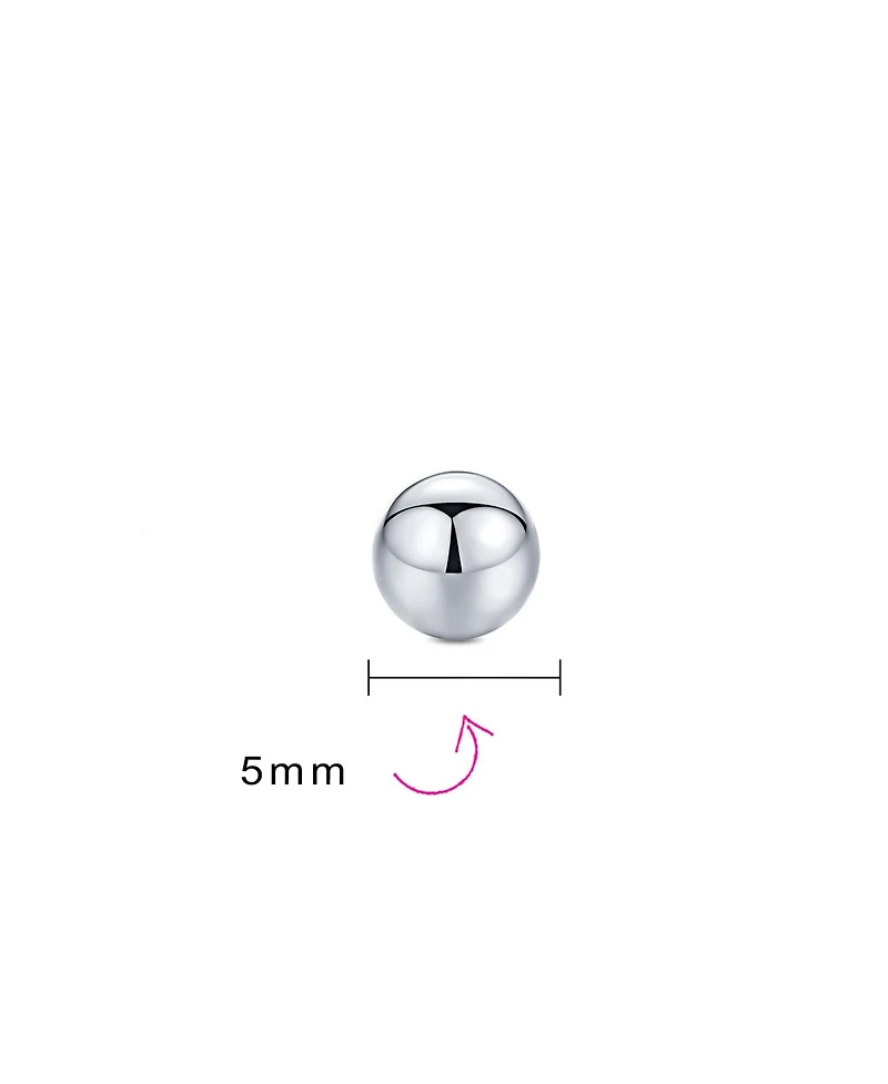 Bling Jewelry Minimalist Plain Simple Round Bead Ball Tragus Cartilage Stud Earrings Shiny Polish .925 Sterling Silver