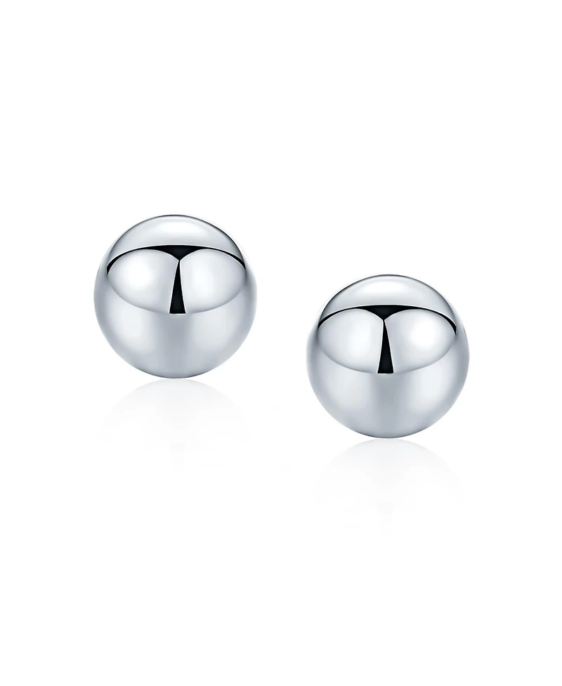 Bling Jewelry Minimalist Plain Simple Round Bead Ball Tragus Cartilage Stud Earrings Shiny Polish .925 Sterling Silver