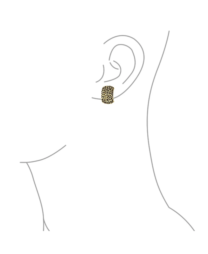 Bling Jewelry Fashion Speckle Hammered Leopard Half Hoop Clip On Earrings Matte Silver Gold Plated For Non Pierced Ears