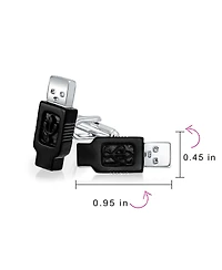 Bling Jewelry Computer Geek Tech Usb Flash Drive Black Cufflinks Executive Graduation Gift Bullet Hinge Back Black Silver Tone Stainless Steel