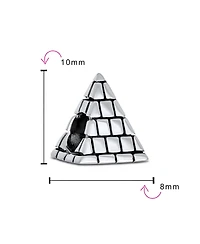 Bling Jewelry Traveler Vacation Tourism Landmark Egyptian Pyramid Charm Bead Oxidized .925 Sterling Silver