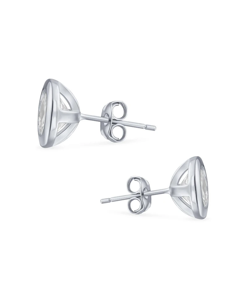 Bling Jewelry Bezel Round Solitaire Cubic Zirconia Cz Martini Stud Earrings Sterling Silver