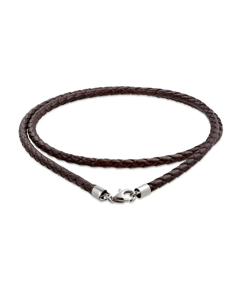 Bling Jewelry Brown Black Leather Braided Rope Weave Necklace Pendant Cords .925 Sterling Silver 14 16 18 20 24 Inch Length