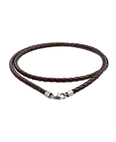 Bling Jewelry Brown Black Leather Braided Rope Weave Necklace Pendant Cords .925 Sterling Silver 14 16 18 20 24 Inch Length