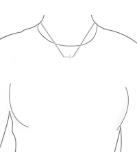 Bling Jewelry Minimalist Simple Created White Opal Inlay Horizontal Sideways Cross Necklace Station Pendant .925 Sterling Silver