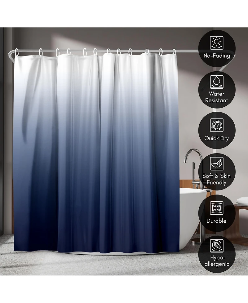 Americanflat 71x74 Ombre Blue Shower Curtain - Water Resistant - Polyester Fabric