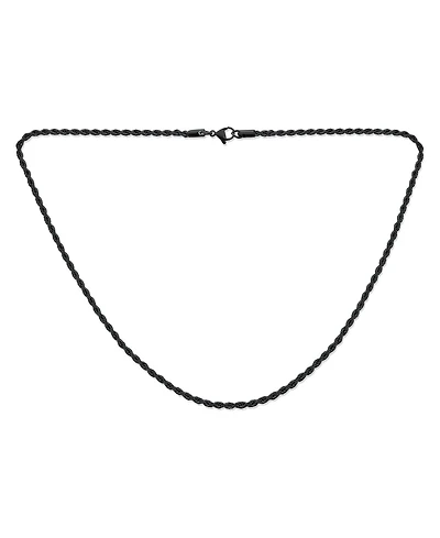 Bling Jewelry Classic Strong 3-5mm Twist Cable Wheat Foxtail Rope Chain Necklace - Black Silver Gold Plated Stainless Steel - 18 20 24 30 Inch