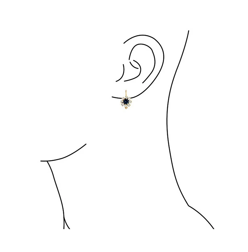 Bling Jewelry Flower Crystal Drop Earrings Gold Plated Brass Lever Back