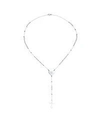 Bling Jewelry Dainty 2MM Round Ball Beaded Link Heart Virgin Mary Cross Prayer Rosary Chain Silver Tone Stainless Steel