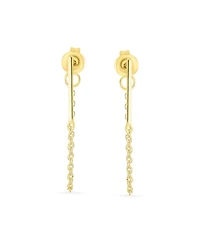 Bling Jewelry Minimalist Modern Geometric Bar Dangle Chain Cartilage Ear Stud Earrings .925 Sterling Silver