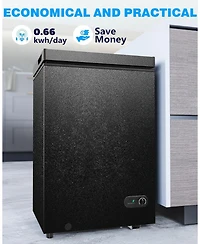 Cowsar 3.5 Cu.Ft Chest Freezer with Removable Basket and Bottom Defrost Water Drain Freestanding Top Open Door, Deep Freezer, Mini Freezer with Adjust