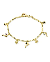 Bling Jewelry Tropical Vacation Honeymoon Jewelry Nautical Anchor Fish Dangle Charm Bracelet Gold Plated Brass