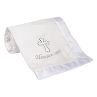 Lambs & Ivy Baby Heaven Sent Baptism/Christening Soft White Fleece Blanket