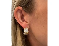 Rivka Friedman 18K Gold Clad Hoop with Cz and White Rhodium Clad