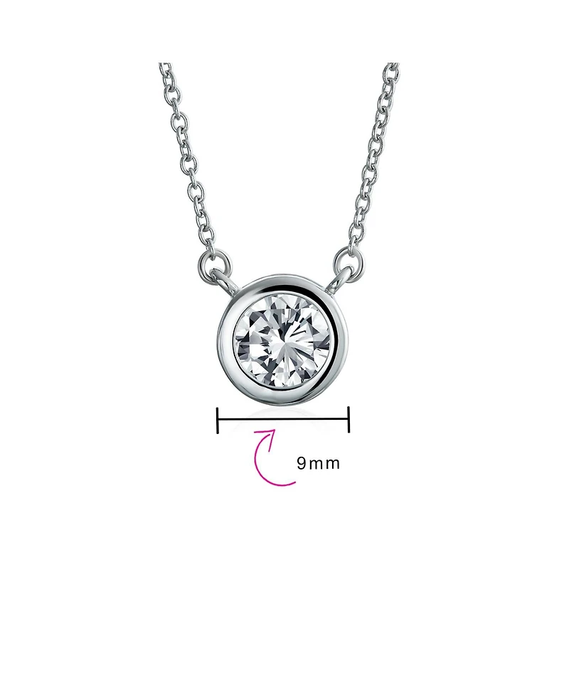 Bling Jewelry Classic Cubic Zirconia 2CT Round Cz Bezel Set Pendant Necklace Sterling Silver