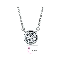 Bling Jewelry Classic Cubic Zirconia 2CT Round Cz Bezel Set Pendant Necklace Sterling Silver