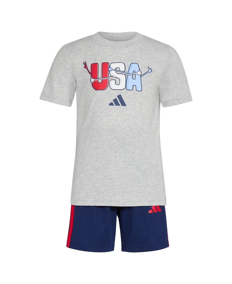 adidas Toddler & Little Boys Graphic T-Shirt Stripe Shorts