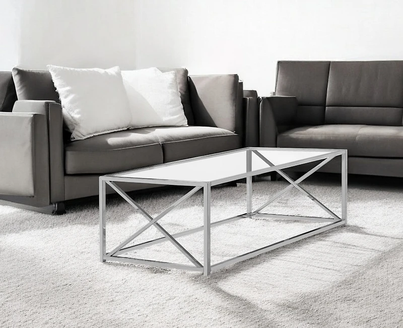 Contemporary Glass and Iron Coffee Table for Home or Office