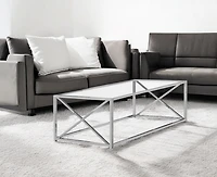 Contemporary Glass and Iron Coffee Table for Home or Office