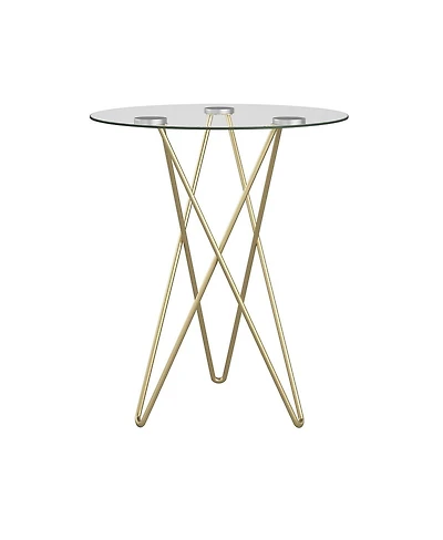Geometric Clear Glass and Gold Round Table