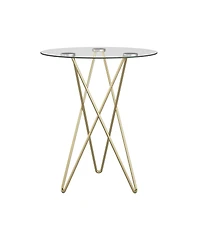 Geometric Clear Glass and Gold Round Table